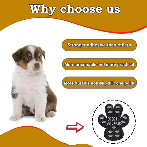 Dog Paw Protector Anti-Slip Grips, Disposable Self Adhesive Dog Shoes Booties Socks Replacement, XXXL, 24 Pieces