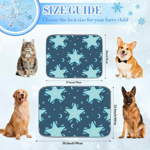 imiBBWQu Summer 27" 22" Cooling Dog Bed Star Blue Sky Pet Ice Pad Mat Washable Beach Cooling Pad Dog Water Bed for Car