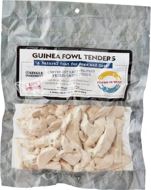 Fresh Is Best - Freeze Dried Healthy Raw Meat Treats for Dogs & Cats - Guinea Fowl Tenders