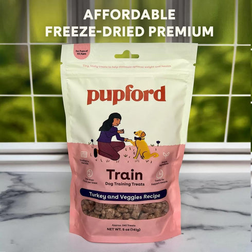 Pupford Freeze Dried Training Treats for Dogs & Puppies, 240+ Bites (Turkey & Veggies, 5 oz)