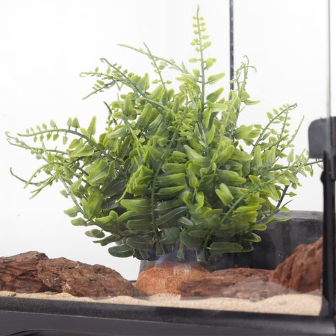 WOLEDOE Fake Green Boston Fern, Reptile Plants for Terrarium, Amphibian Tank Accessories Habitat Decor fit Crested