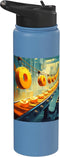 Whimsical Industrial Art for Cheese Enthusiasts Colorful Cheese Factory Conveyer Belt Art for Food Lovers Stainless Steel Insulated