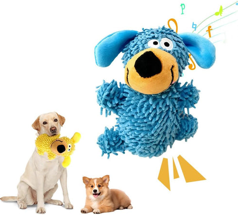Squeaky Dog Plush Toy, Cute Cartoon Dog Chew Toy with Built-in Squeaker,