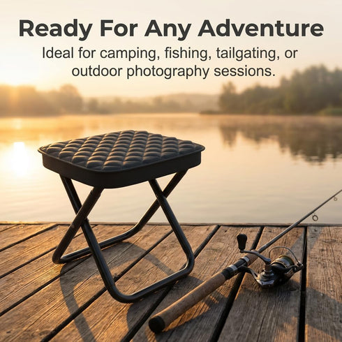 Backpack Foldable Stool Portable Folding Chair for Adults, Collapsible Camping Stool with Carry Strap & Storage Pouch
