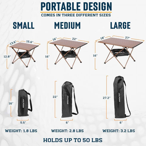 Backpacking, Alpcour Portable Camping Table Lightweight, Compact Folding Side Table in a Bag with Aluminum Top & Heavy