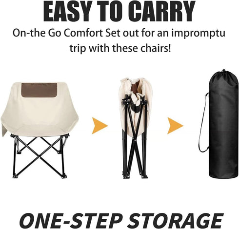 Herb Life 450 lbs Ultralight Folding Camping Chair, Capacity, Off-white, Solid, Adult, Outdoor, Beach, Lawn, Campground