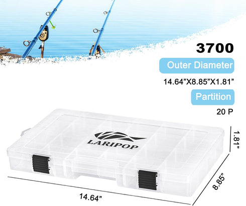 Fishing Tackle Box Set with Adjustable Dividers, Transparent Organizer Tray, 2 Packs/4 Packs Plastic Tool Box