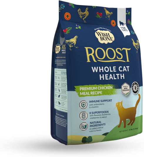 Wishbone Roost New Zealand Chicken, Gluten Free, Grain Free Dry Cat Food - Premium Chicken Recipe for Overall Pet