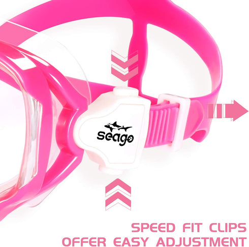 Seago Kids Swim Goggles Snorkel Diving Mask - Anti-Fog 180° Clear View for Youth (5-15)