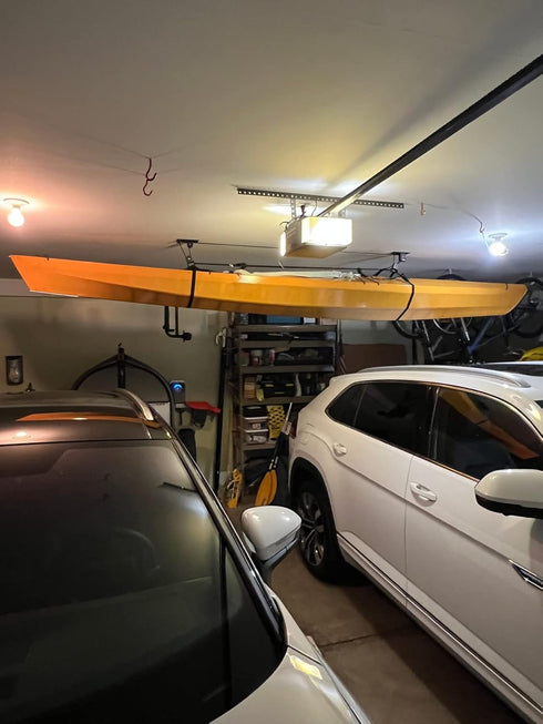 StoreYourBoard Kayak and Canoe Ceiling Pulley System, Heavy Duty Garage Mount Storage Hoist, Holds 150 lbs