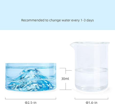 Niteangel Hamster Feeding & Water Bowls, Mount Fuji Series Glass Drinking Bowls for Dwarf Syrian Hamsters, Mice, Rats