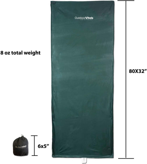 Sleeping Bag Liner in Charcoal, Rectangular/Micro Polyester