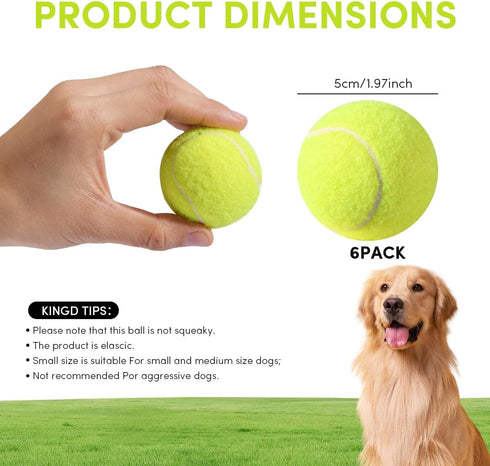 6 Pack 2 inch 2 inch ZIYIZE Mini Tennis Balls, Dog Tennis Balls, Easy Catching Pet Playing Ball for Dog Ball Launcher