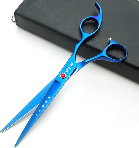 7.0in Titanium Professional Pet Grooming Scissors Set, 3pcs Straight & Thinning & Curved for Dog Grooming