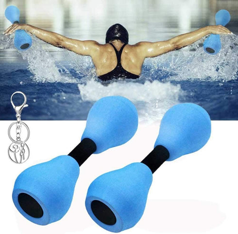 MSUIINT Water Dumbbells, 2 Pcs Blue Foam Dumbbell for Aquatic Exercise, Pool Fitness Equipment