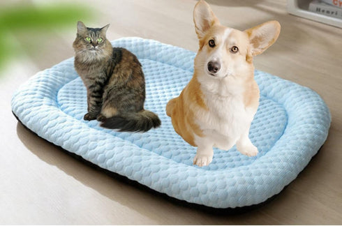 Pet Cooling Mat for Cats and Small Dogs, Lightweight, Soft, Leak-Proof, Washable Indoor/Outdoor (Blue, Medium)