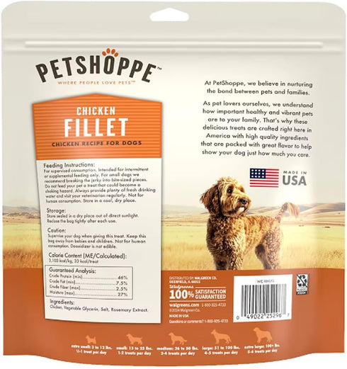 PetShoppe Premium Chicken Fillet Dog Treats, Made in USA, All Natural - No Fillers, Additives or Preservatives (12 oz)