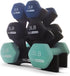 HolaHatha Neoprene Dumbbell Free Hand Weight Set with Rack, 2, 3, 5, 8, and 10 Pound for Home Exercises