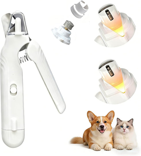 GJKQRJ 2-in-1 Pet Nail Clipper & Grinder Features Dual LED Lights, USB Rechargeable,