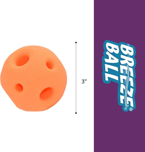 (1 Count, 3, Multipet Breeze Balls for Dog - Bevel Tech Interactive Dog Toy w/Holes for Breathing - Flotable Ball