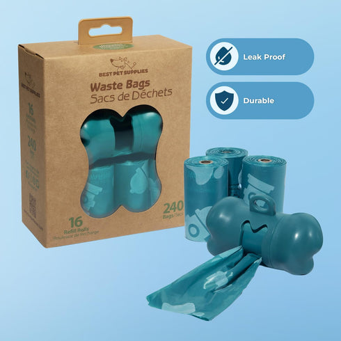 240 Best Pet Supplies Dog Poop Bags for Waste Refuse Cleanup, Doggy Roll Replacements for Outdoor Puppy Walking