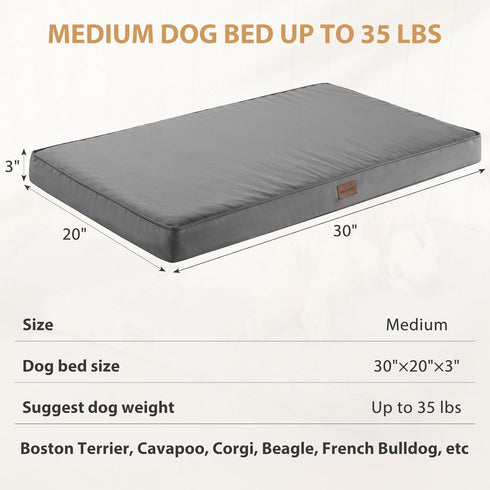 BFPETHOME Outdoor Dog Beds for Large Dogs, Orthopedic Bed with Removable Washable Cover, Egg Crate Foam, 30 x 20in,
