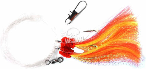 20 Packs 5/0 of Fishing Hooks with Shrimp Flying Rig - Red/Yellow