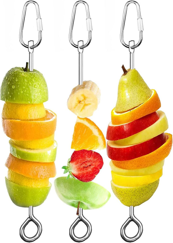 Bird Cage Food Holder, Parrot Fruit Vegetable Skewer Feeder for Parakeet, Budgie, Macaw