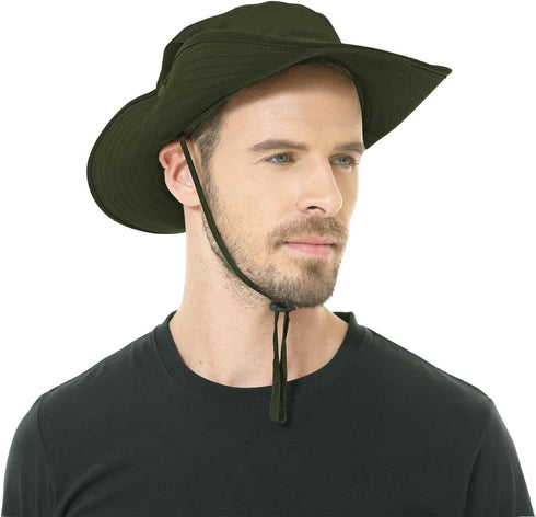 Sun Hat for Men Women, UPF 50+ Fishing Waterproof Wide Brim Boonie Bucket Hat for Hiking Garden