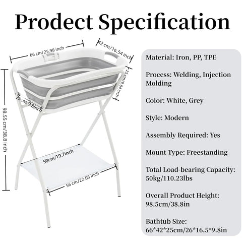 MELONGKAYLON 2 1 110.23lbs 26'' L16.5 W38.8'' in Dog Bathtub Small Pet Bathtub with Stand, Foldable Pet Bath