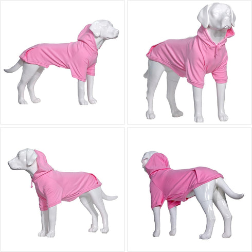 Lovelonglong Blank Basic Hoodie Sweatshirt for Dogs, 100% Cotton, Fits Small to Large Dogs (Pink M)
