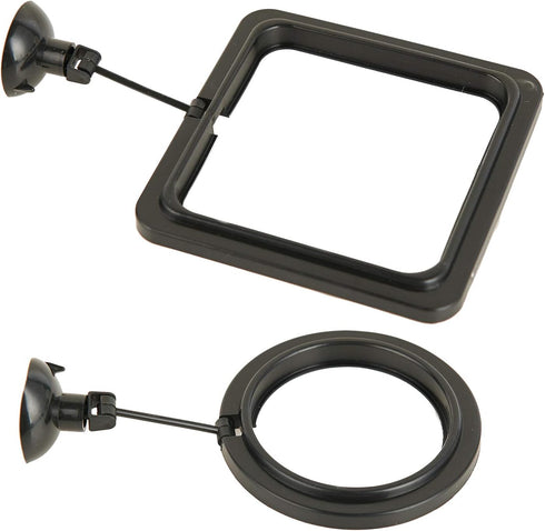 ZRDR Fish Feeding Ring, 2 Pack Black Aquarium Floating Food Feeder Circle with Flexible Lever and Suction Cup