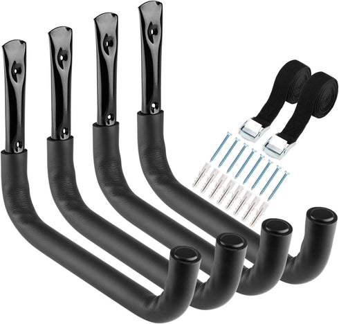 Garage Storage Kayak Hooks - 39 CM Wall Mount Surfboard Rack, 4 Pack Heavy Duty Canoe Hanger, Max Load 45 KG