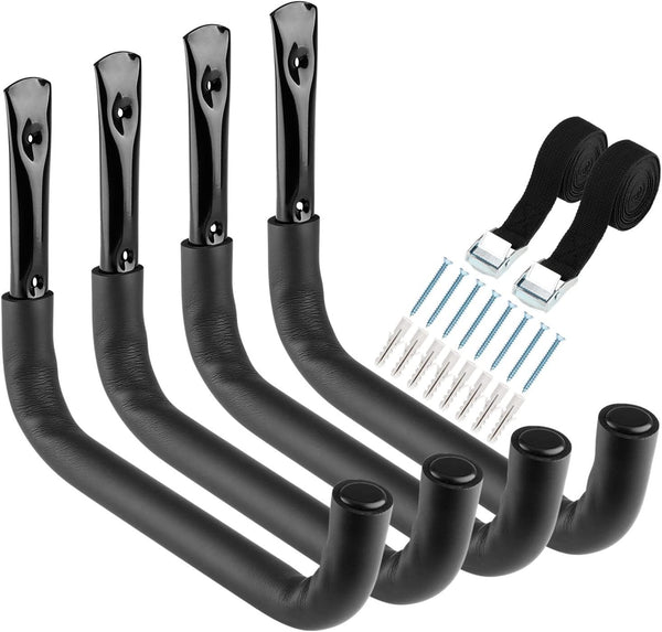 Garage Storage Kayak Hooks - 39 CM Wall Mount Surfboard Rack, 4 Pack Heavy Duty Canoe Hanger, Max Load 45 KG