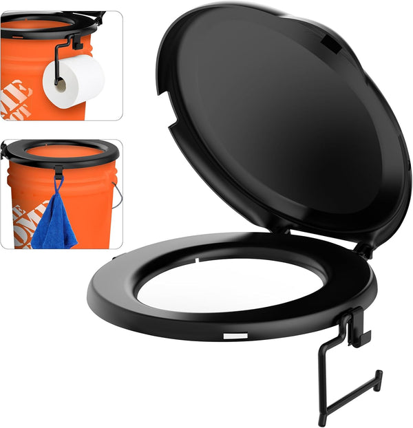 Portable Toilet Seat for 5 Gal Buckets, Camping Toilet with Lid for