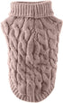 Pet Dog Turtleneck Knitting Sweater Coat Winter Warmer Thickening Pullover Knitwear Crochet Coat Clothes for Small Medium Large Dog Puppy Cat (L, Khaki)