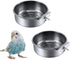 kathson 2 Pack Bird Feeding Dish Cups, Stainless Steel Parrot Feeders with Clamp Holder for Parakeet Cockatiels Conure