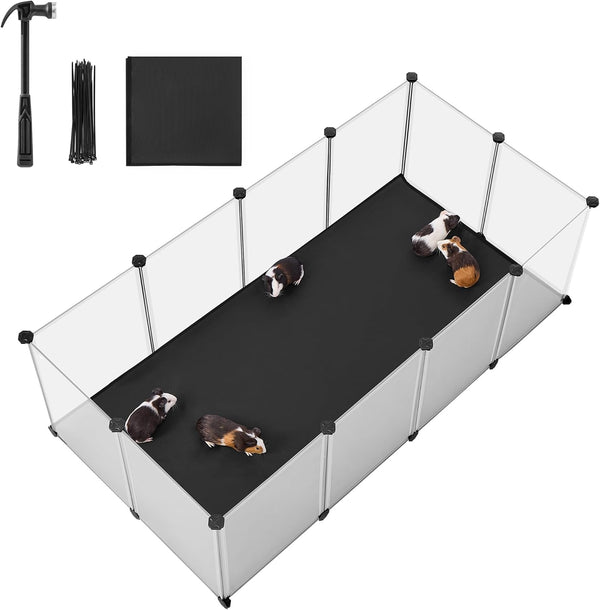 SONGMICS 20 Panels Guinea Pig Playpen,Removable Oxford Fabric Mat,Small Animal Pen, Pet