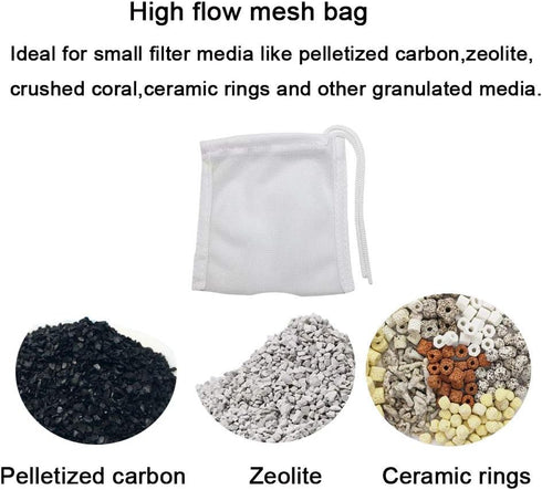 6 Pack Small Filter Bags for Activated Carbon, 3 by 4 inches High Flow Mesh Media Filter Bags
