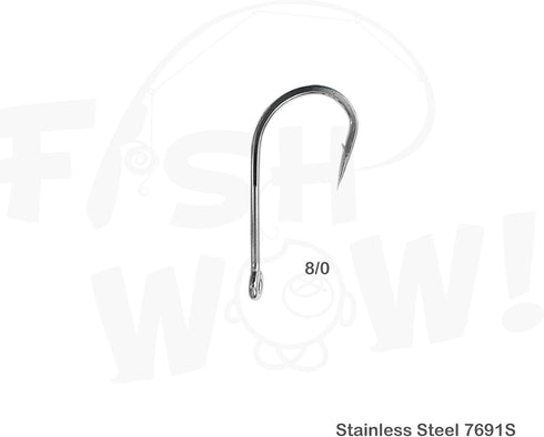 10pcs 7691S 8/0 Fish WOW! Big Game Southern Tuna Stainless Steel Hook Size
