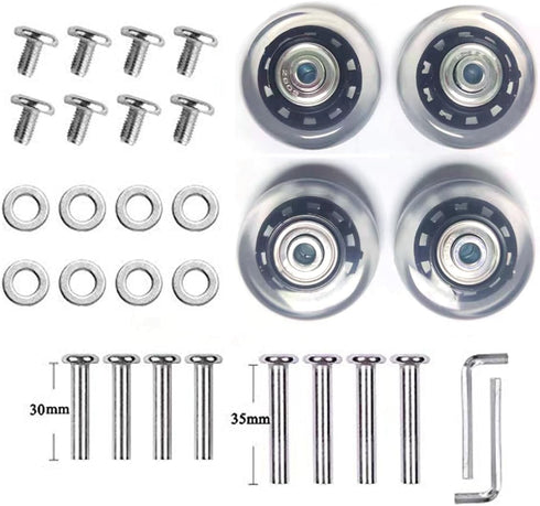 LOTOWELZON 4Pcs Set Luggage Replacement Wheels, 50mm with Bearings Repair Kits for Suitcase and Inline Skate