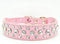 Rhinestone Dog Collar, Bling PU Leather Crystal Diamond Pet Collar, Black S M L XL (M fit 26-32CM, Pink)