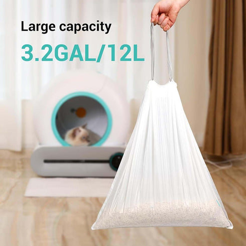 80 Count Waste Bags - Extra Large Replacement Drawstring Trash Bags for Self-Cleaning Cat Litter Box, 20 x 18 Inches