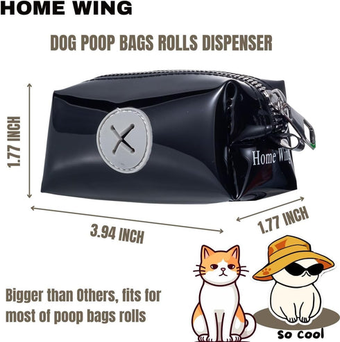 15 15.8" 11.8", Large Dog Poop Bag Holder, Poop Bag Dispenser with Carabiner Clip for Leash, Extra Thicker Odor Sealing