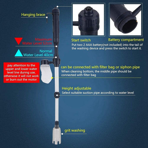 Zerodis Automatic Aquarium Water Cleaning Tools, Fish Electric Aquarium Water Changer Cleaner Gravel Cleaner Pump Filter