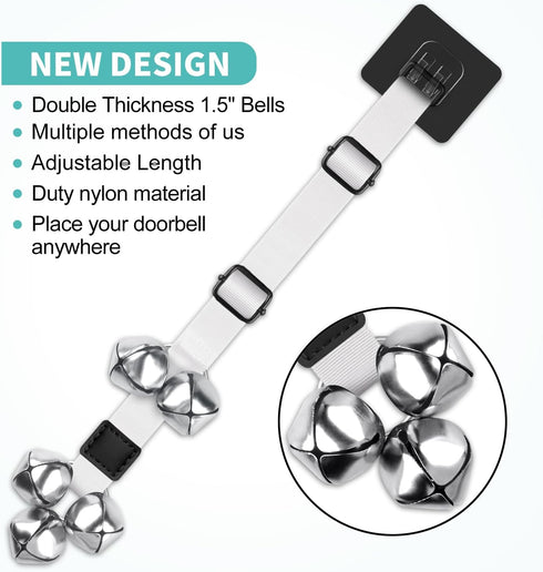 Dog Bells to Go Outside - Premium Quality Adjustable Dog Door Bell, Buckle Attached for Doorknob or Anywhere