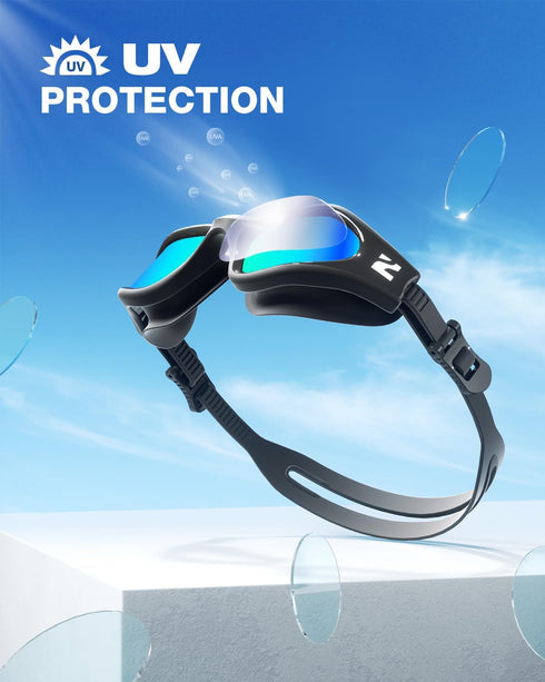 ZIONOR G1 Lite Swim Goggles with Swim Cap, Comfortable Anti-fog Swimming Goggles Cap Set