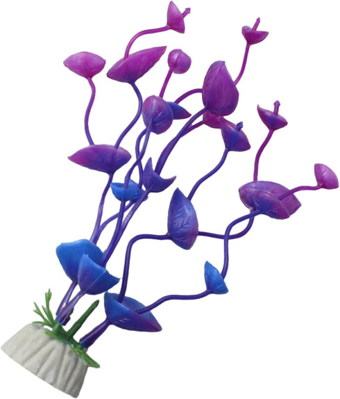 4 Pcs Green Artificial Plastic Plants, Fish Tank Plants for Fish Aquarium Decoration (Purple)