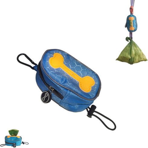 Poop Bag Holders for Leashes,Elastic Cord Dispenser Pouch and Zipper,Carabiner,Lightweight Waterproof Fabric,Doggie