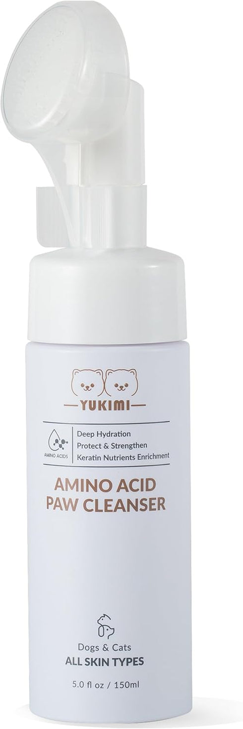 YUKIMI Premium Amino Acid Paw Cleanser with Silicone Brush for Dogs & Cats, Hypoallergenic, Hydrating, Moisturizing